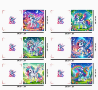 Preview: Diamond Painting 6-teilig Grusskarten Einhorn